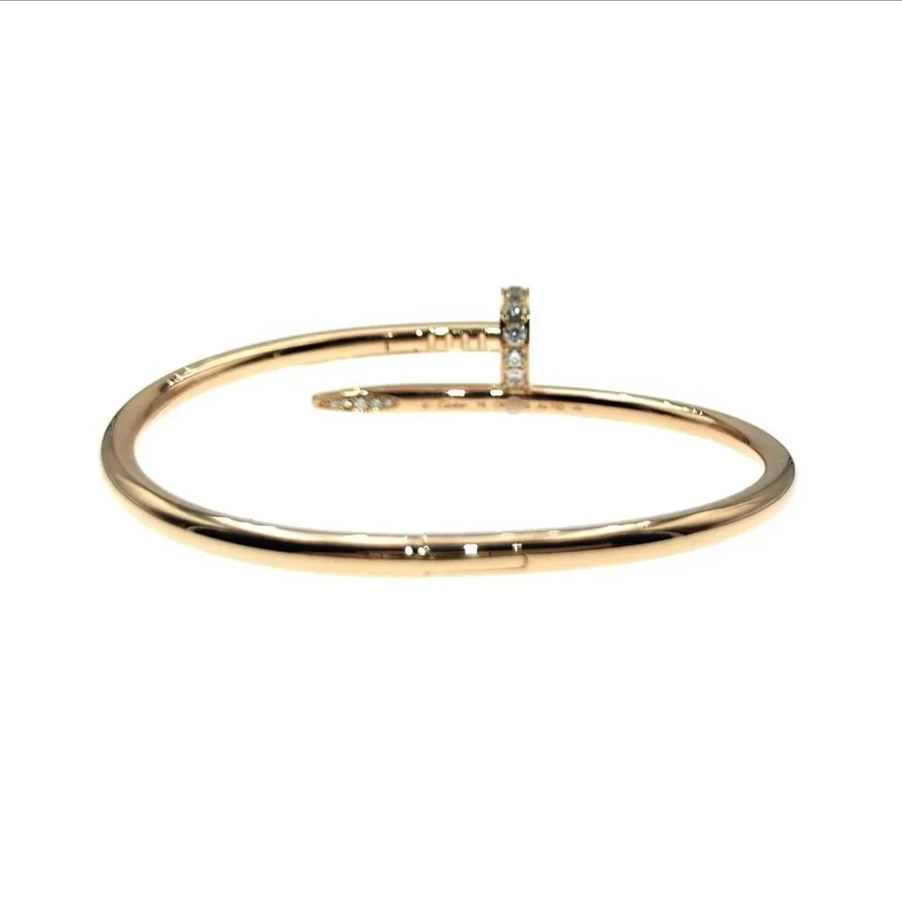 Cartier Juste un Clou Bracelet 18K Rose Gold with Diamonds Size 16 - Picture 6 of 14